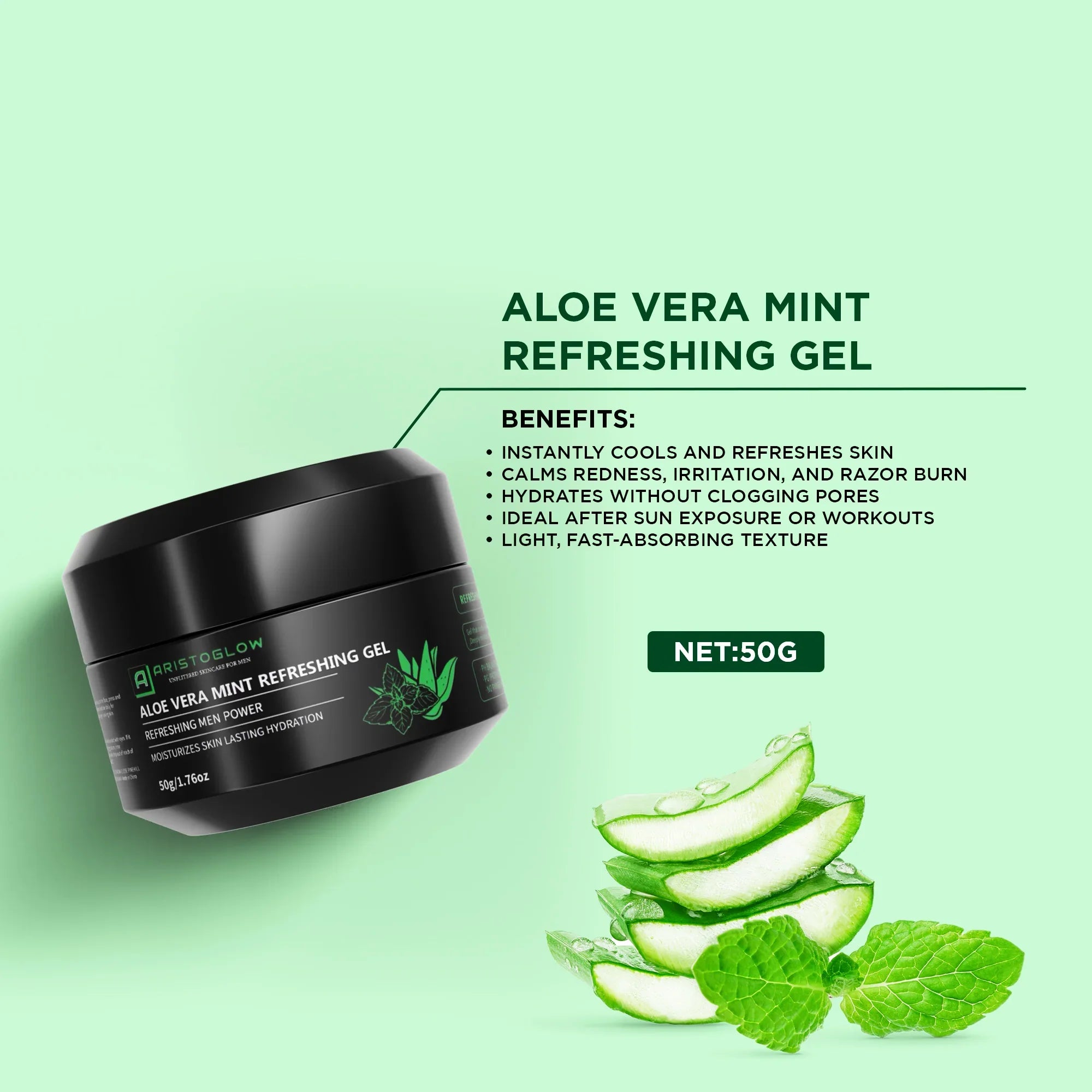 Aloe Vera Mint Refreshing Gel - AristoGlow