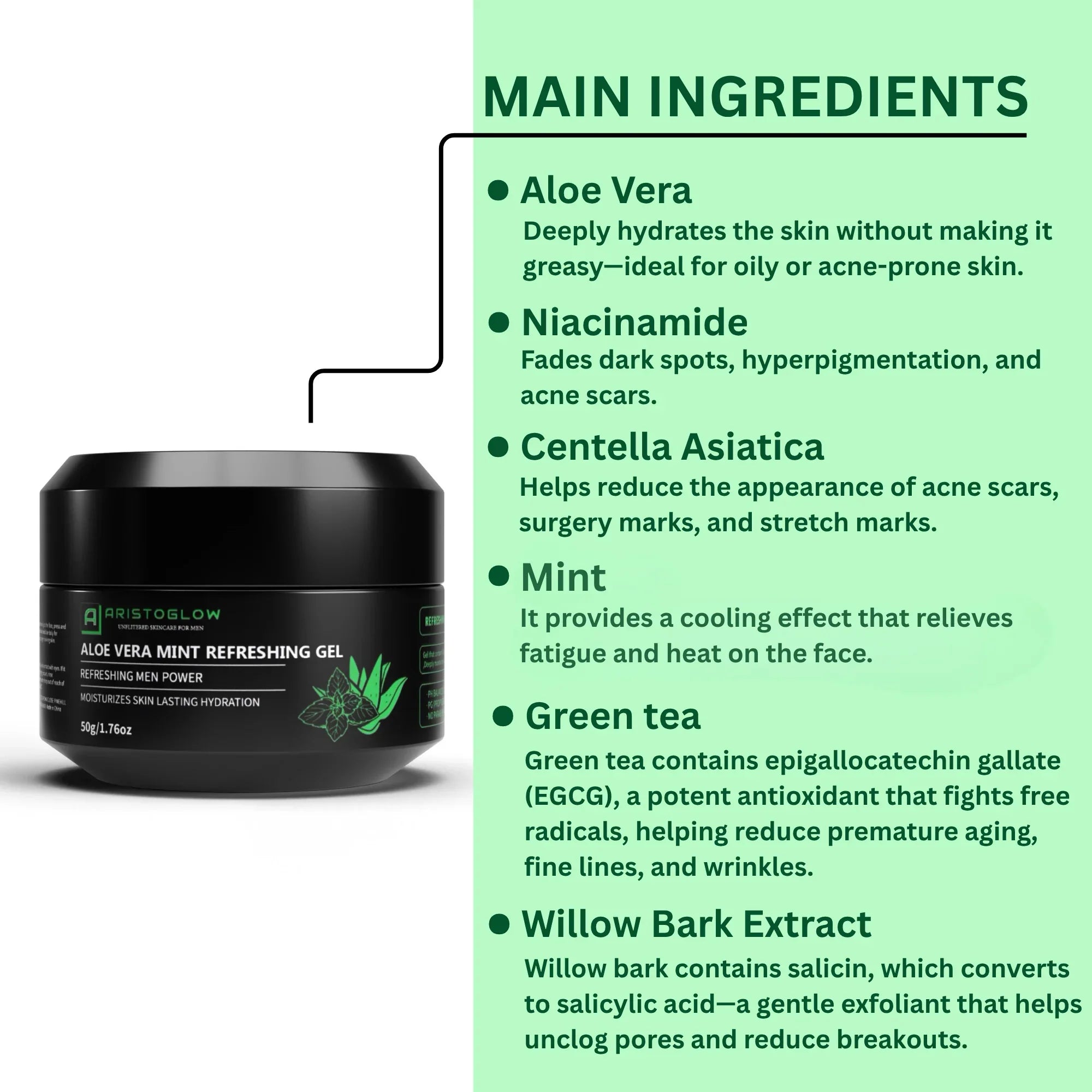 Aloe Vera Mint Refreshing Gel - AristoGlow