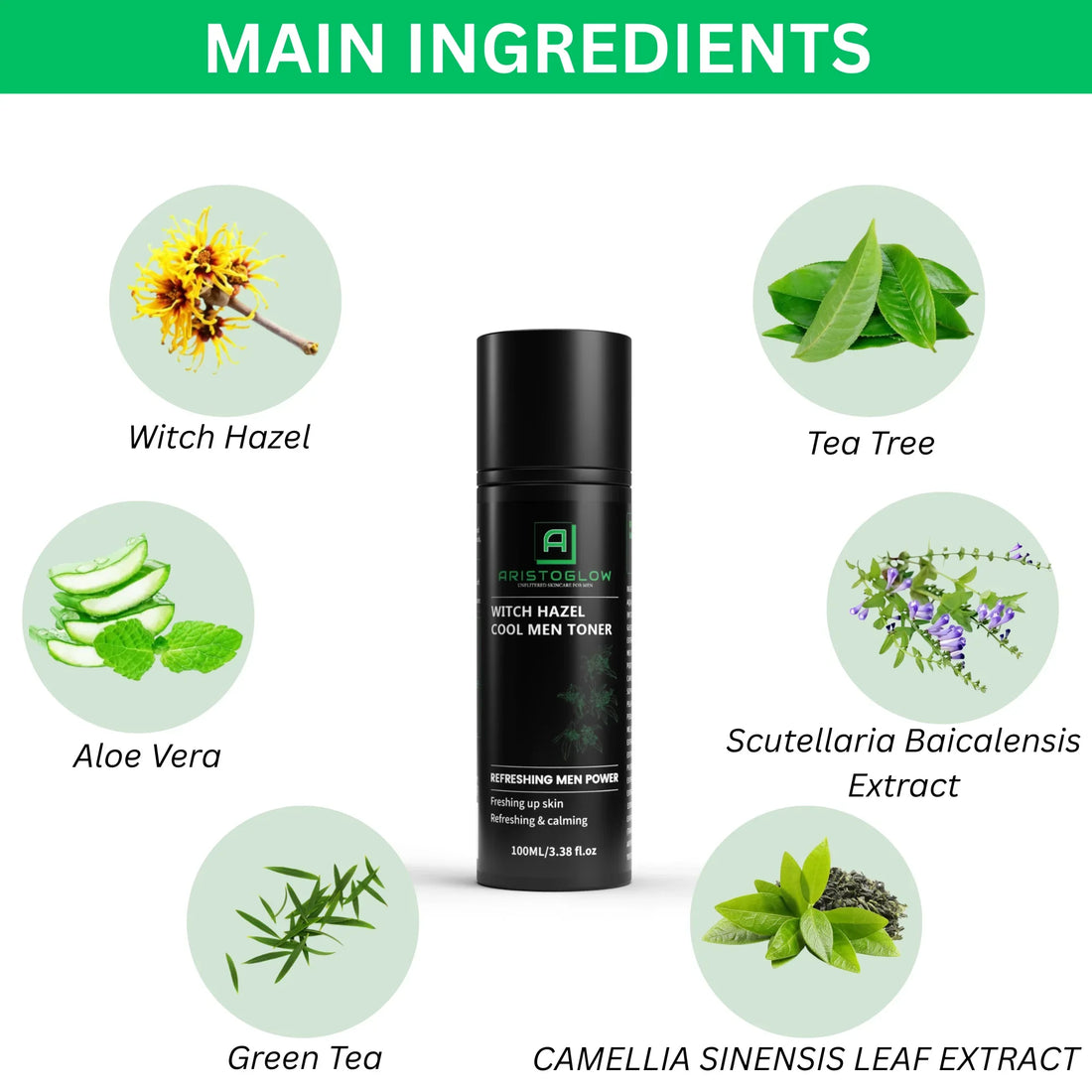 Witch Hazel Cool Men Toner - AristoGlow