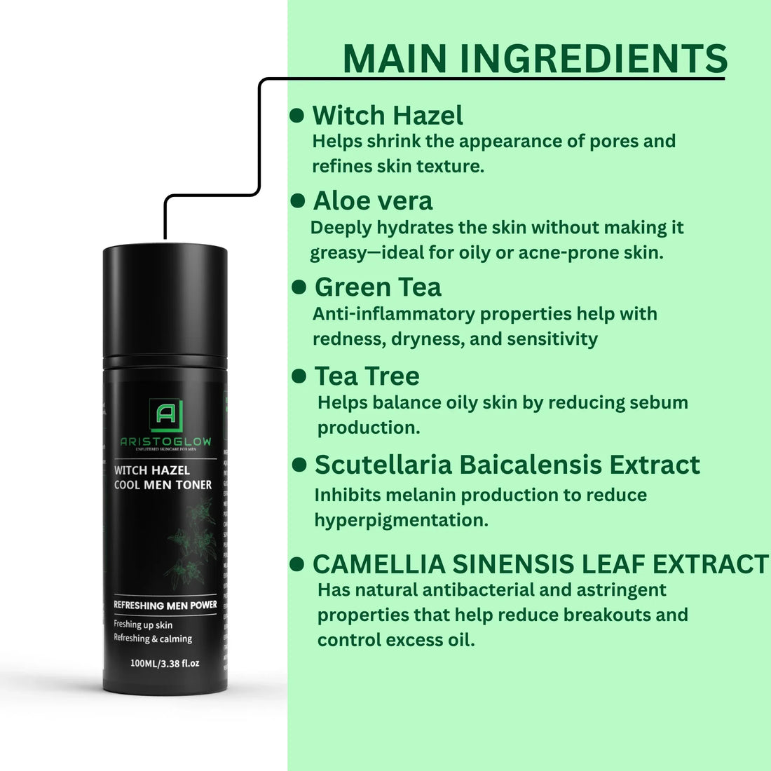 Witch Hazel Cool Men Toner - AristoGlow