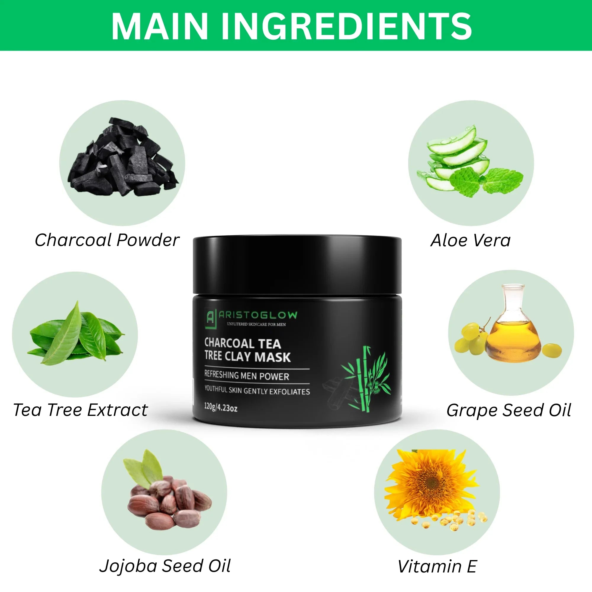 Charcoal Tea Tree Clay Mask - AristoGlow
