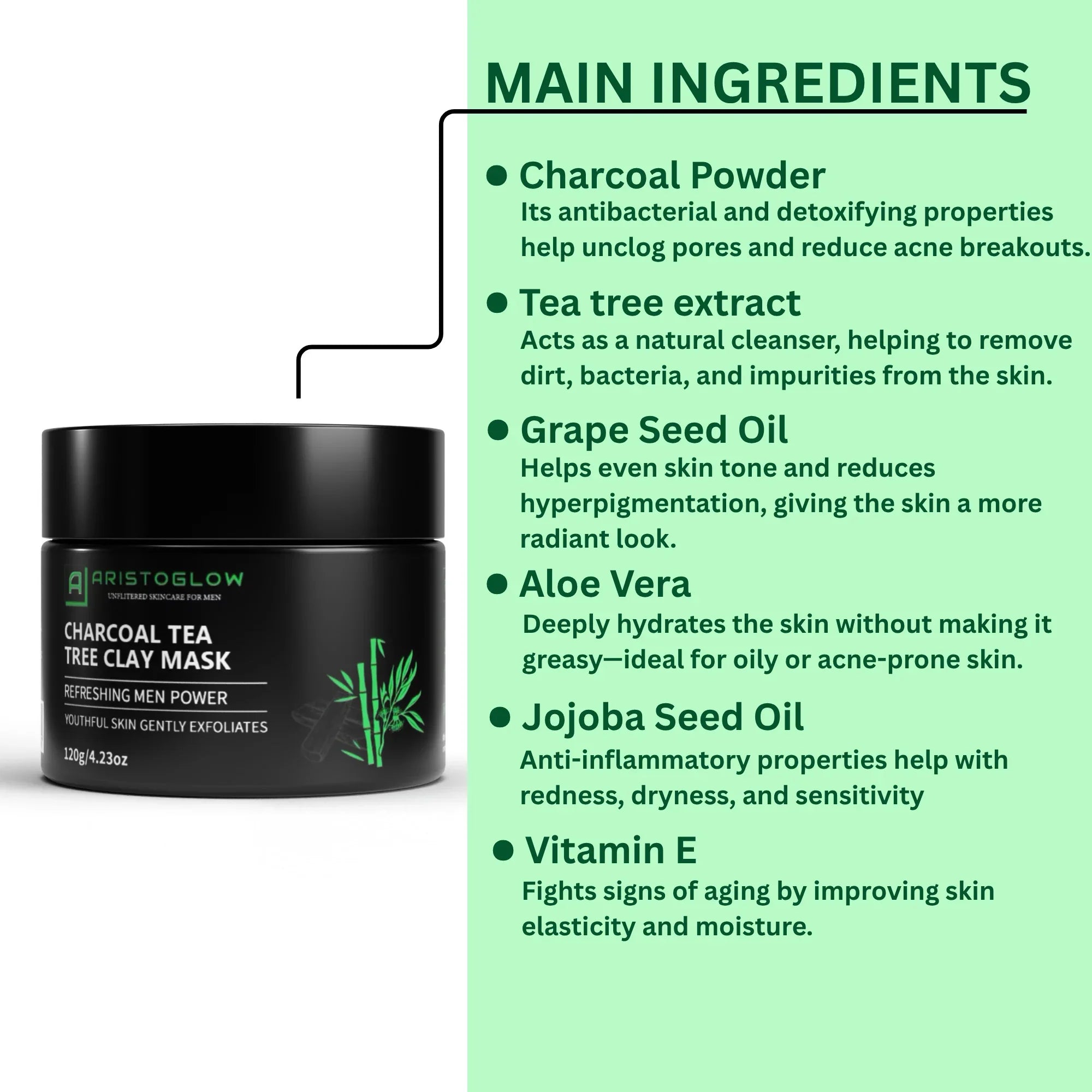 Charcoal Tea Tree Clay Mask - AristoGlow