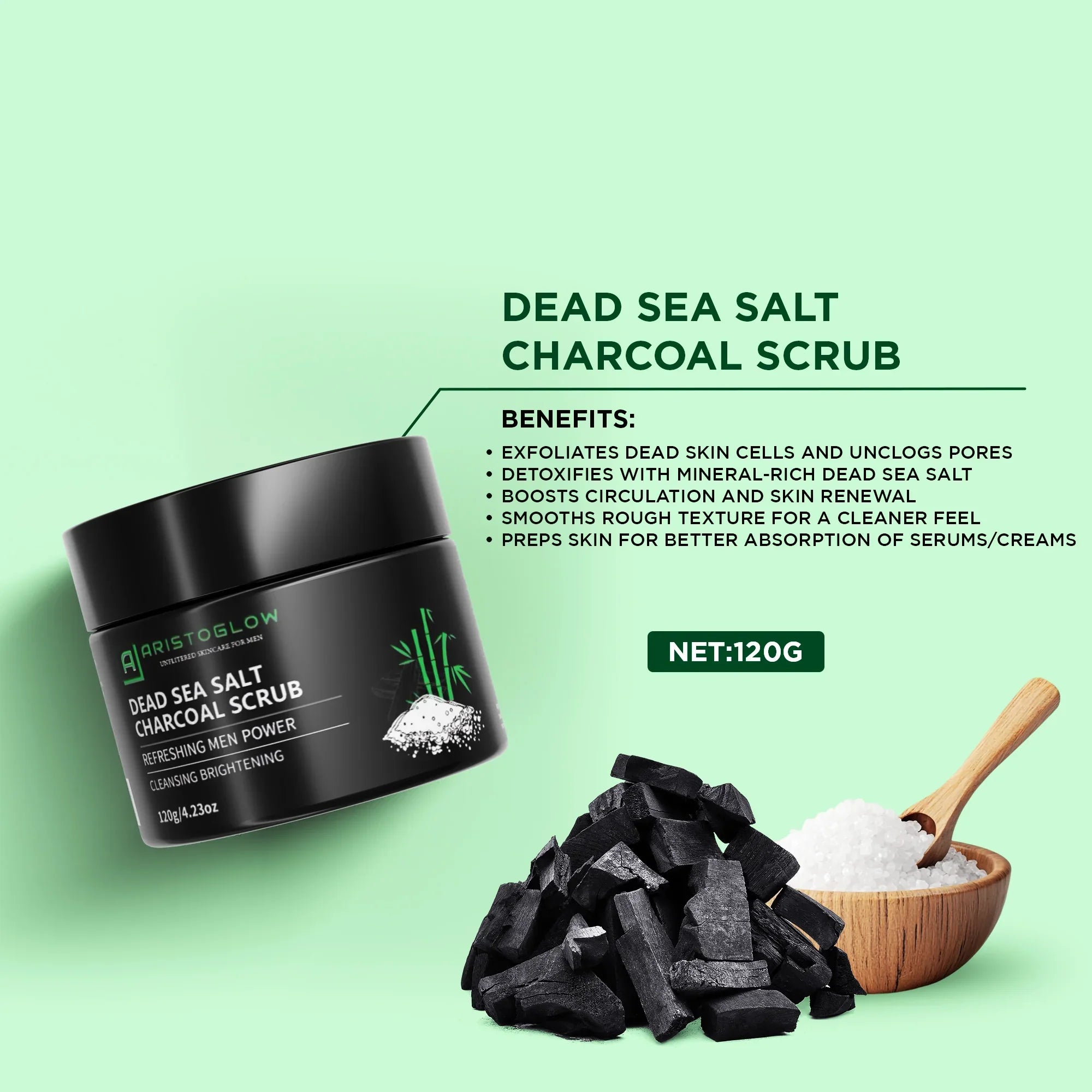 Dead Sea Salt Charcoal Scrub - AristoGlow