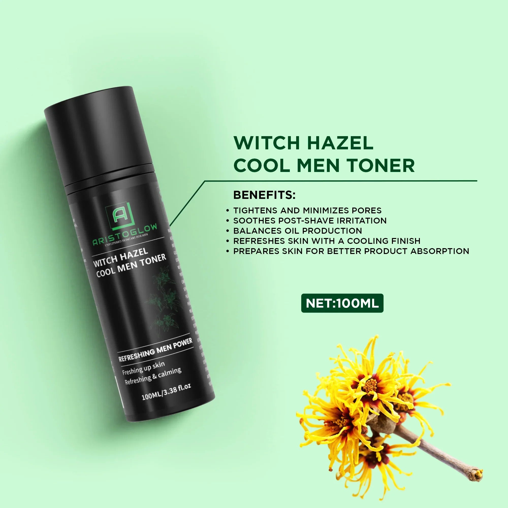 Witch Hazel Cool Men Toner - AristoGlow